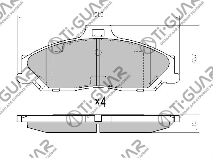 Тормозные колодки TG-3353/PN0163* Ti·GUAR Тормозные колодки TG-3353/PN0163* Ti·GUAR
